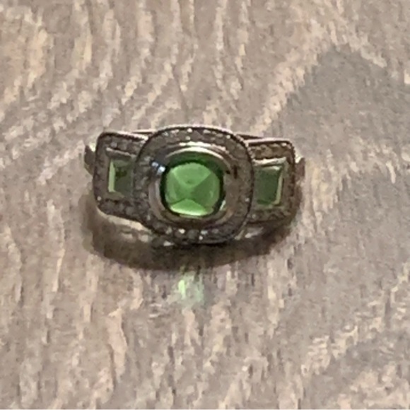 Helenite & Diamond 10k White Gold Ring - Picture 14 of 15